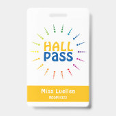 Gepersonaliseerde Classroom Hall Pass voor leraren Badge (Voorzijde)