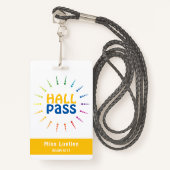 Gepersonaliseerde Classroom Hall Pass voor leraren Badge (Voorkant met draagriem)
