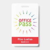 Gepersonaliseerde Classroom Kantoor Hall Pass Badge (Voorkant)
