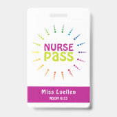 Gepersonaliseerde Classroom Nurse Hall Pass Badge (Voorkant)