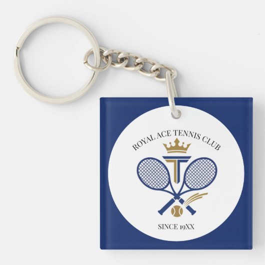 Gepersonaliseerde Classy Gold Tennis Club Jaar Sleutelhanger (voorkant)