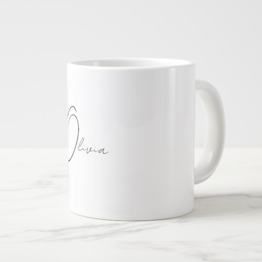 Gepersonaliseerde Classy Simple Elegant Monogram Grote Koffiekop (Voorkant rechts)
