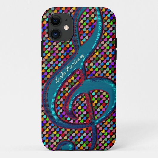 gepersonaliseerde clave musical note harten Case-Mate iPhone case (Achterkant)