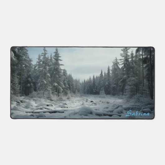 Gepersonaliseerde Clearing in een Snowy Forest Des Bureaumat (Voorkant)