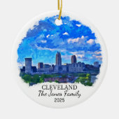 Gepersonaliseerde Cleveland Ornament, Ohio State Keramisch Ornament (Voorkant)