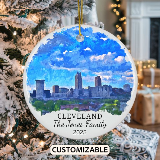 Gepersonaliseerde Cleveland Ornament, Ohio State Keramisch Ornament