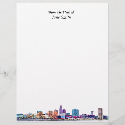 Gepersonaliseerde Cleveland Skyline Letterhead Briefhoofd (Voorkant)