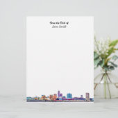 Gepersonaliseerde Cleveland Skyline Letterhead Briefhoofd (Staand voorkant)