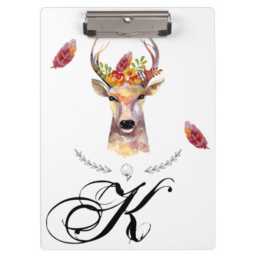 Gepersonaliseerde Clip Board boho hert Buck hoofd  Klembord (Voorkant)
