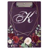 Gepersonaliseerde Clip Board Plum Paarse Rozen Gol Klembord (Voorkant)