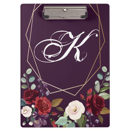 Gepersonaliseerde Clip Board Plum Paarse Rozen Gol Klembord (Voorkant)