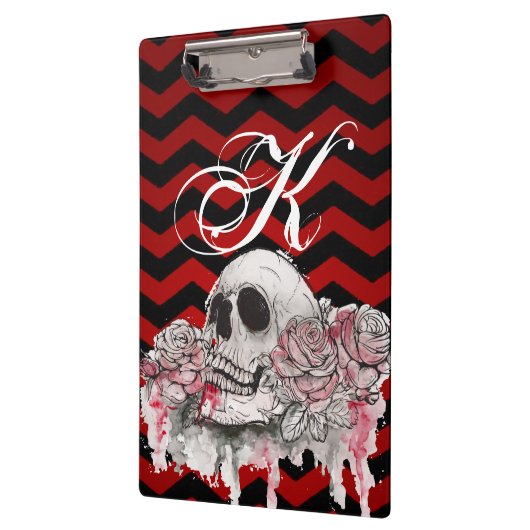 Gepersonaliseerde Clip Board schedel Roos gothic C Klembord (Links)