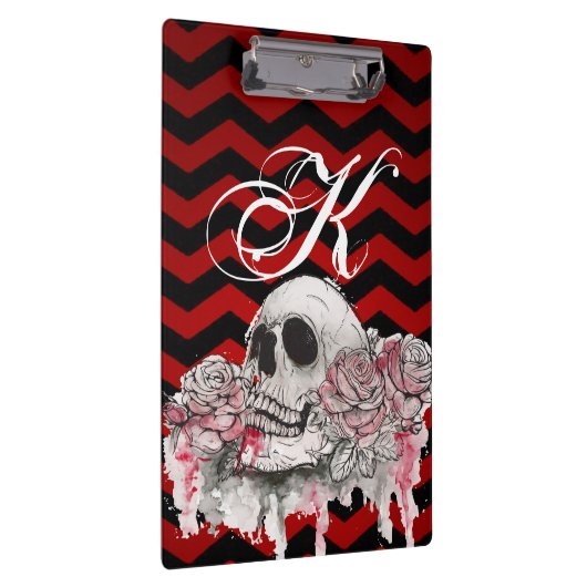 Gepersonaliseerde Clip Board schedel Roos gothic C Klembord (Rechts)