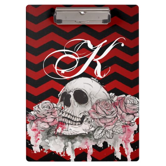 Gepersonaliseerde Clip Board schedel Roos gothic C Klembord (Voorkant)