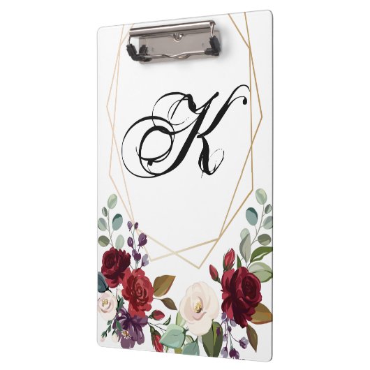Gepersonaliseerde Clip Board White Roses Gold Geo Klembord (Links)