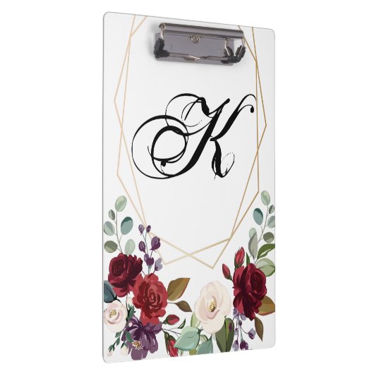 Gepersonaliseerde Clip Board White Roses Gold Geo Klembord (Rechts)