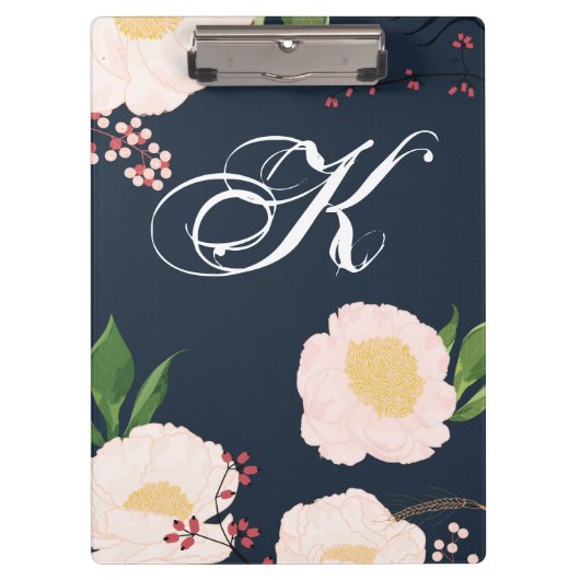 Gepersonaliseerde Clip Board Witte Bloemen op Da Klembord (Voorkant)