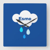 Gepersonaliseerde cloud en regen vierkante klok (Voorkant)
