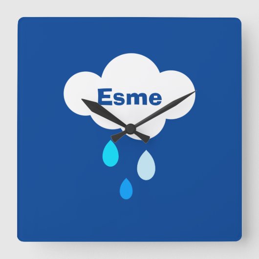 Gepersonaliseerde cloud en regen vierkante klok (Voorkant)
