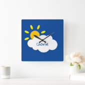 Gepersonaliseerde cloud en zonneschijn vierkante klok (Huis)