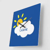 Gepersonaliseerde cloud en zonneschijn vierkante klok (Hoek)