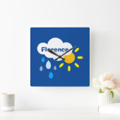 Gepersonaliseerde cloud, regen en zonneschijn vierkante klok (Huis)