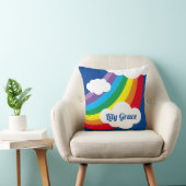 Gepersonaliseerde cloud, regenval en regenboogkuss kussen (Stoel)