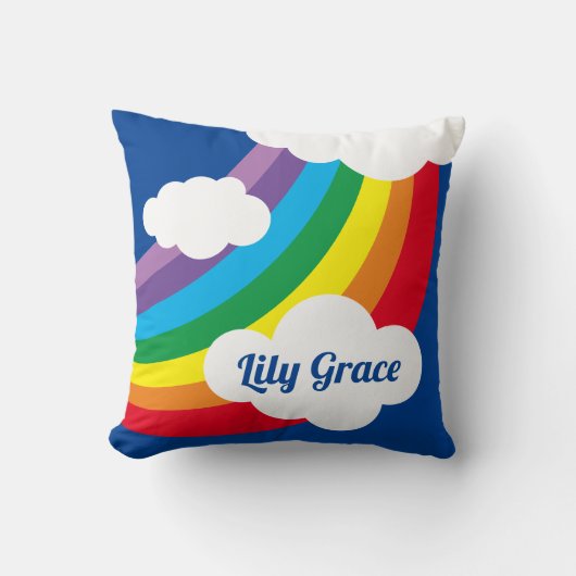 Gepersonaliseerde cloud, regenval en regenboogkuss kussen (Voorkant)