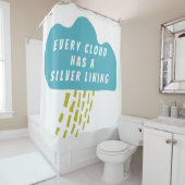 Gepersonaliseerde cloud zilveren voering badkamer douchegordijn (In situ)