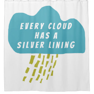 Gepersonaliseerde cloud zilveren voering badkamer douchegordijn
