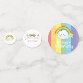 Gepersonaliseerde clouds- en regenboogkinderen op confetti (Achterkanten)