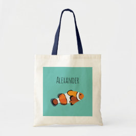 Gepersonaliseerde Clown Fish Kinder naam Tote Bag