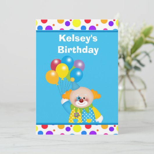 Gepersonaliseerde Clown verjaardagsuitnodiging Kaart (Staand voorkant)