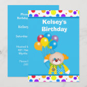 Gepersonaliseerde Clown verjaardagsuitnodiging Kaart (Voorkant / Achterkant)