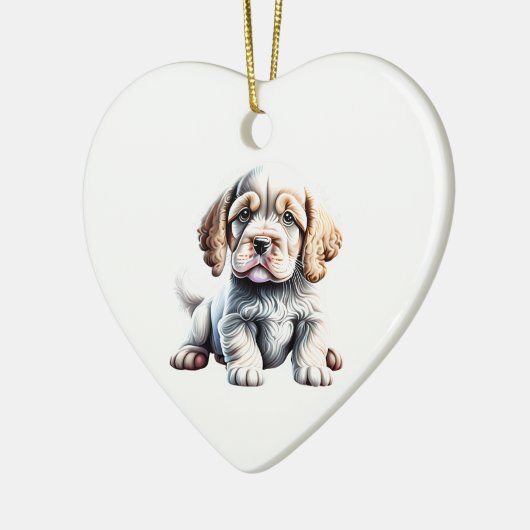 Gepersonaliseerde Clumber Spaniel Puppy Keramisch Ornament (Links)