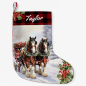 Gepersonaliseerde Clydesdale Christmas Horse Stock Kleine Kerstsok (Voorkant)