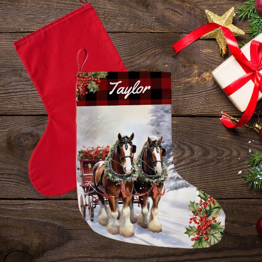 Gepersonaliseerde Clydesdale Christmas Horse Stock Kleine Kerstsok