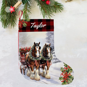 Gepersonaliseerde Clydesdale Christmas Horse Stock Kleine Kerstsok
