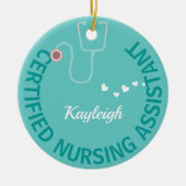 Gepersonaliseerde CNA-ursstethoscoop Keramisch Ornament (Voorkant)