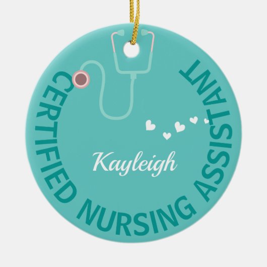 Gepersonaliseerde CNA-ursstethoscoop Keramisch Ornament (Voorkant)