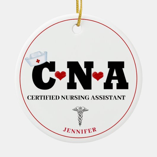 Gepersonaliseerde CNA-zuster Kerstmis Keramisch Ornament (Voorkant)