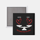 Gepersonaliseerde co-ouderschapsmagneet - Het hart Magneet (Voorkant / Achterkant)
