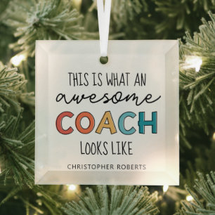 Gepersonaliseerde Coach-cadeaus   Geweldige Coach  Glas Ornament