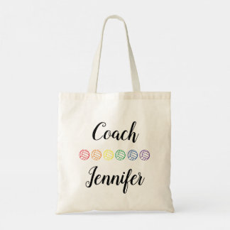 Gepersonaliseerde coach Rainbow Volleybal Tote Bag