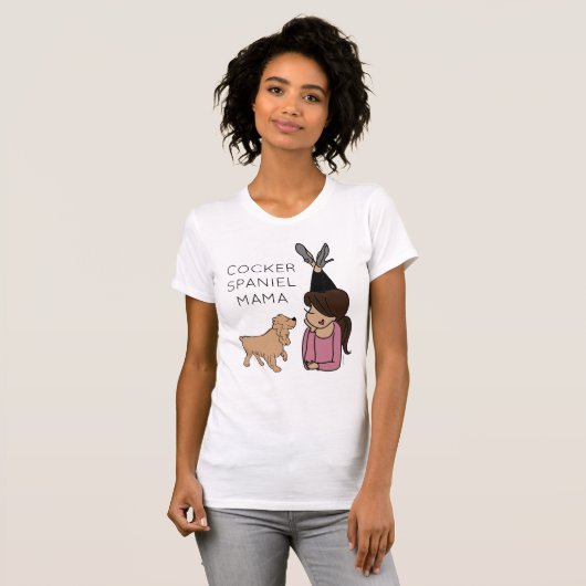 Gepersonaliseerde Cocker Spaniel Mama T-Shirt (Voorkant volledig)