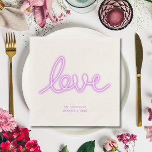 Gepersonaliseerde cocktail Napkins Neon Love Paars Servet