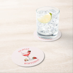 Gepersonaliseerde Cocktail Verjaardag Party Paper Ronde Kartonnen Onderzetter