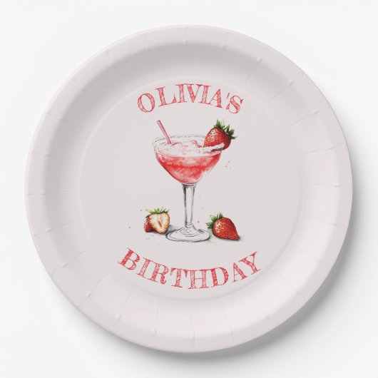 Gepersonaliseerde Cocktail Verjaardagsfeest Papier Papieren Bordje (Voorkant)