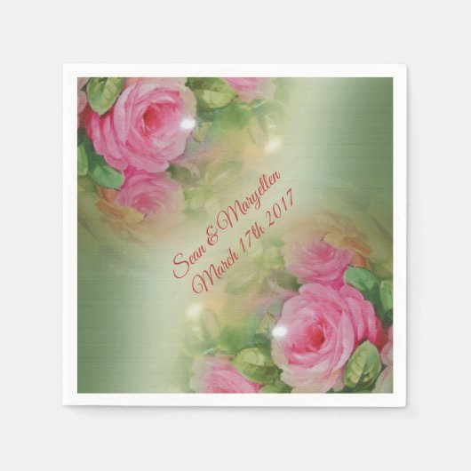 Gepersonaliseerde cocktailluiers  rozen servetten (Voorkant)