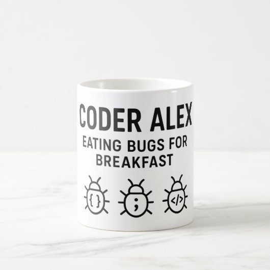 Gepersonaliseerde Coder Coffee Mok – Eten Bugs voo (Center)